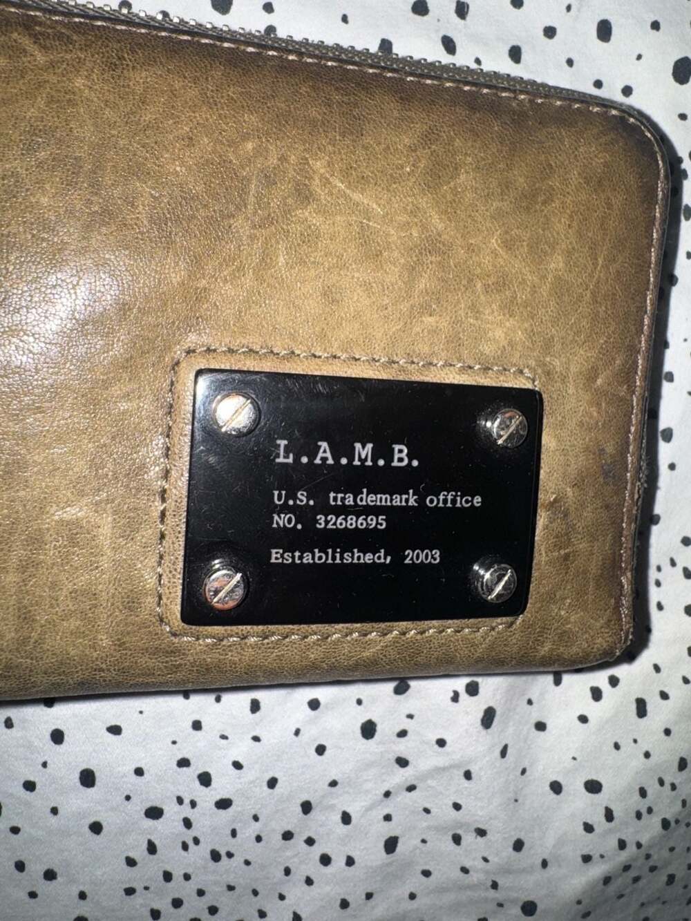 L.A.M.B. Gwen Stefani Brown Distressed Leather Zip-Around Wallet